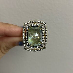 India Vintage Green Amethyst Diamond Ring